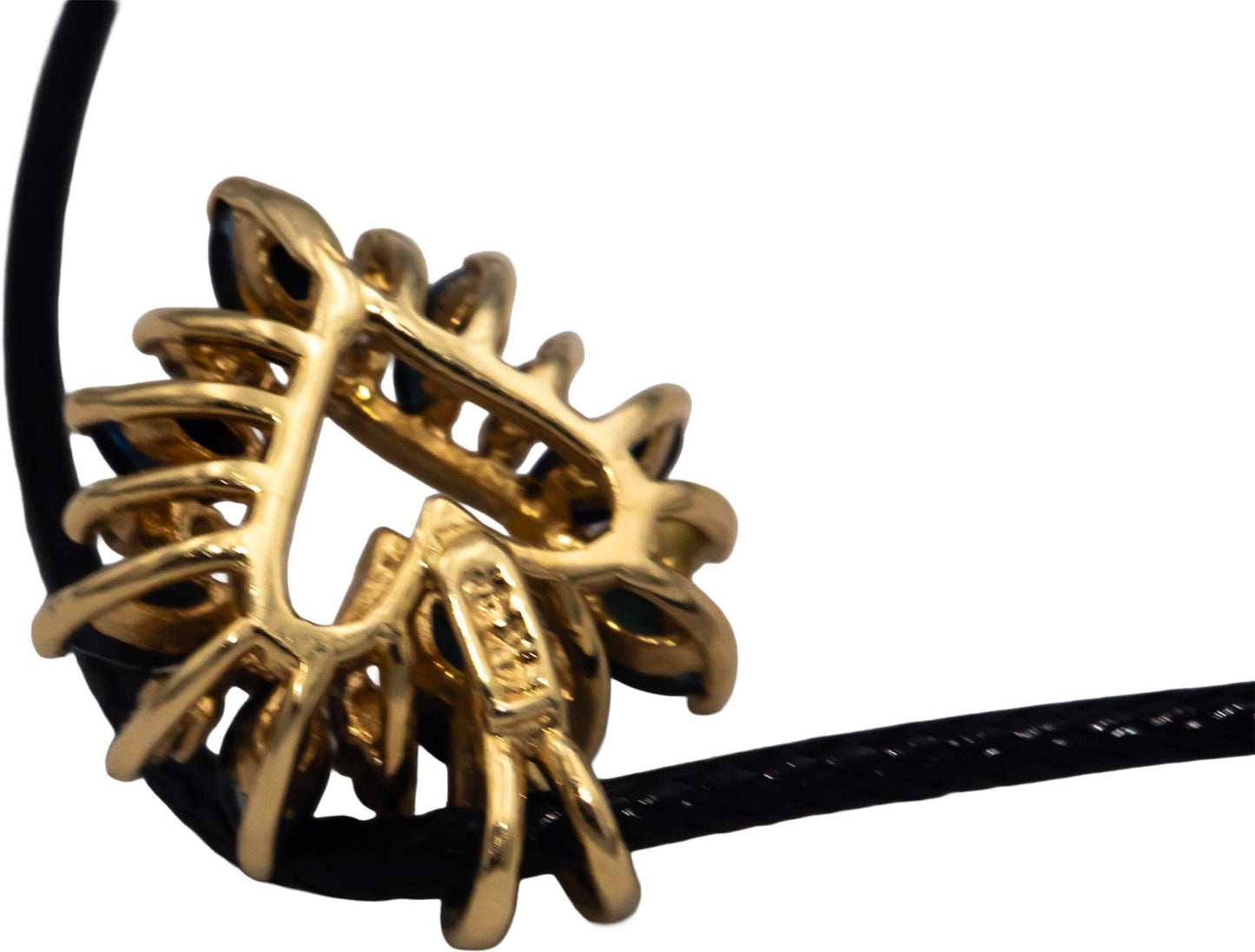 14k Yellow Gold 1.0CT Diamond and Sapphire Heart Pendant Necklace