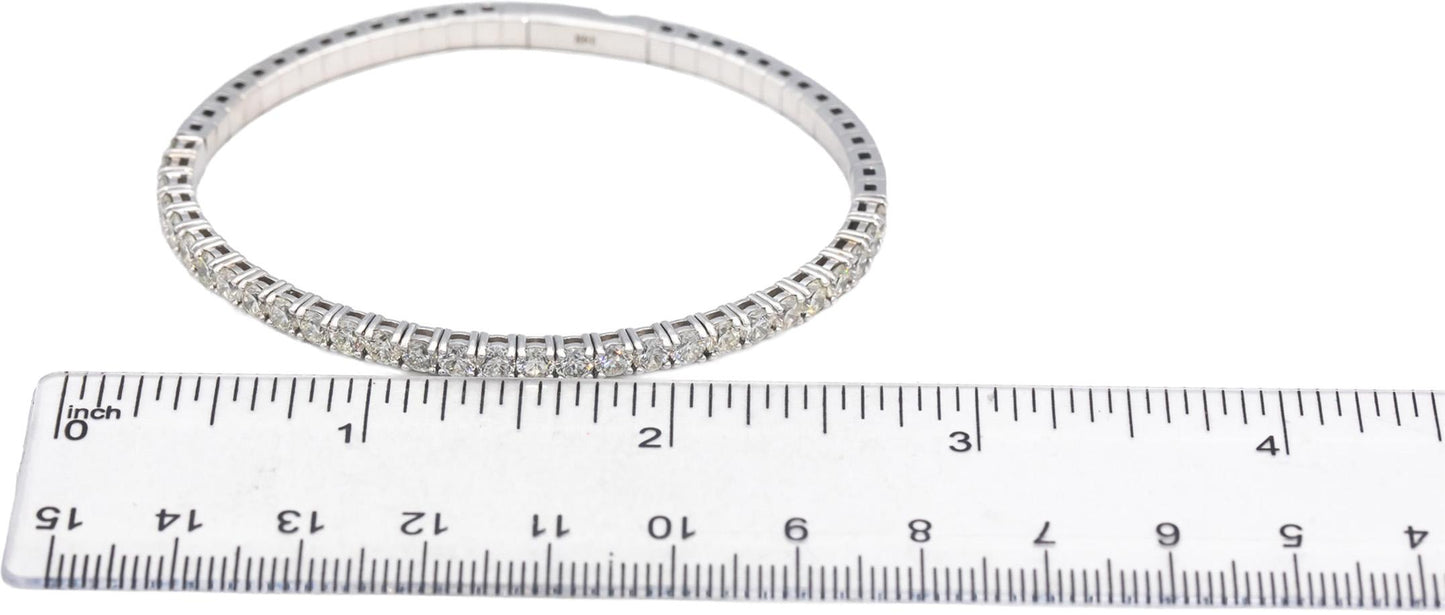 14k White Gold Round VS Diamond Semi-Flexible Bangle Bracelet 4.16CT