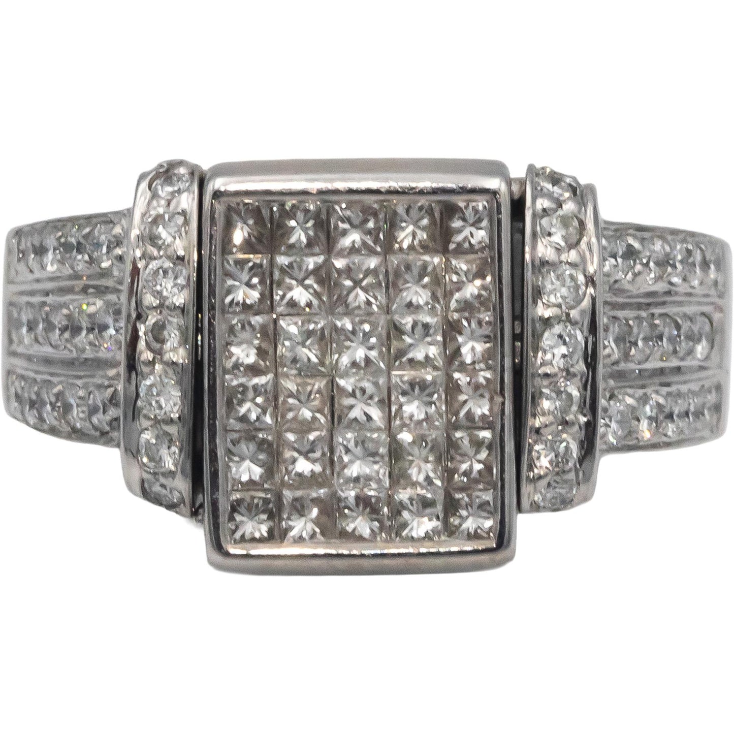 18k White Gold 1.50CT VS White and Blue Diamond Reversible Ring Size 5.75