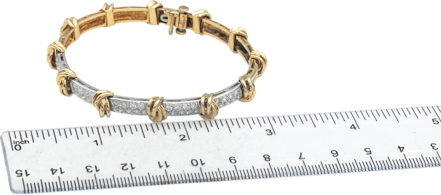 14k White & Yellow Gold VS Diamond Fancy Link Bracelet 1.15CT