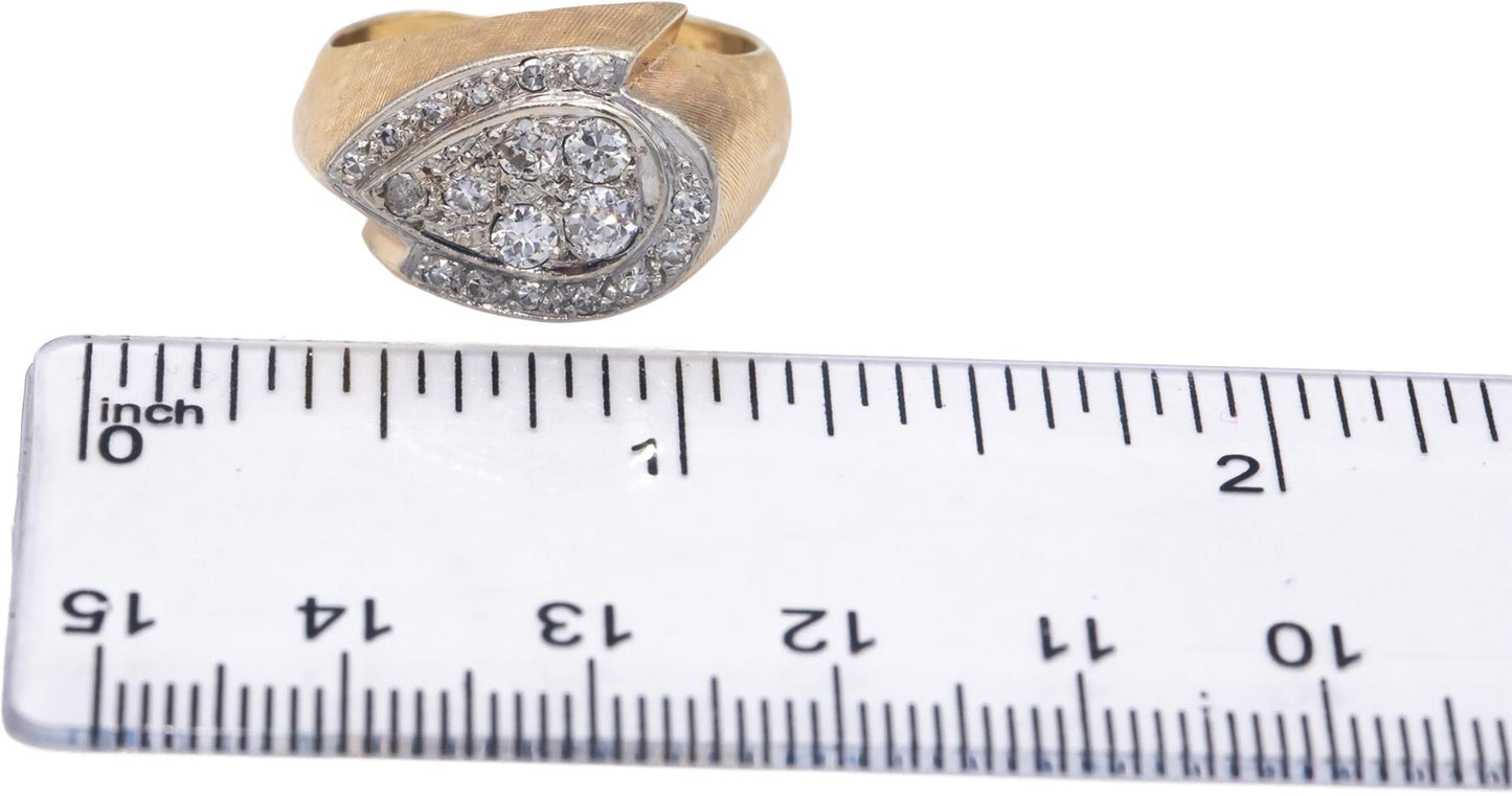 14k Yellow Gold 0.50CT Round Cut Diamond Florentine Ring Size 7