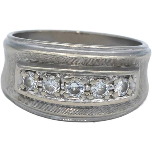 14k White Gold 0.25CT Round Cut Diamond Five Stone Band Ring Size 7