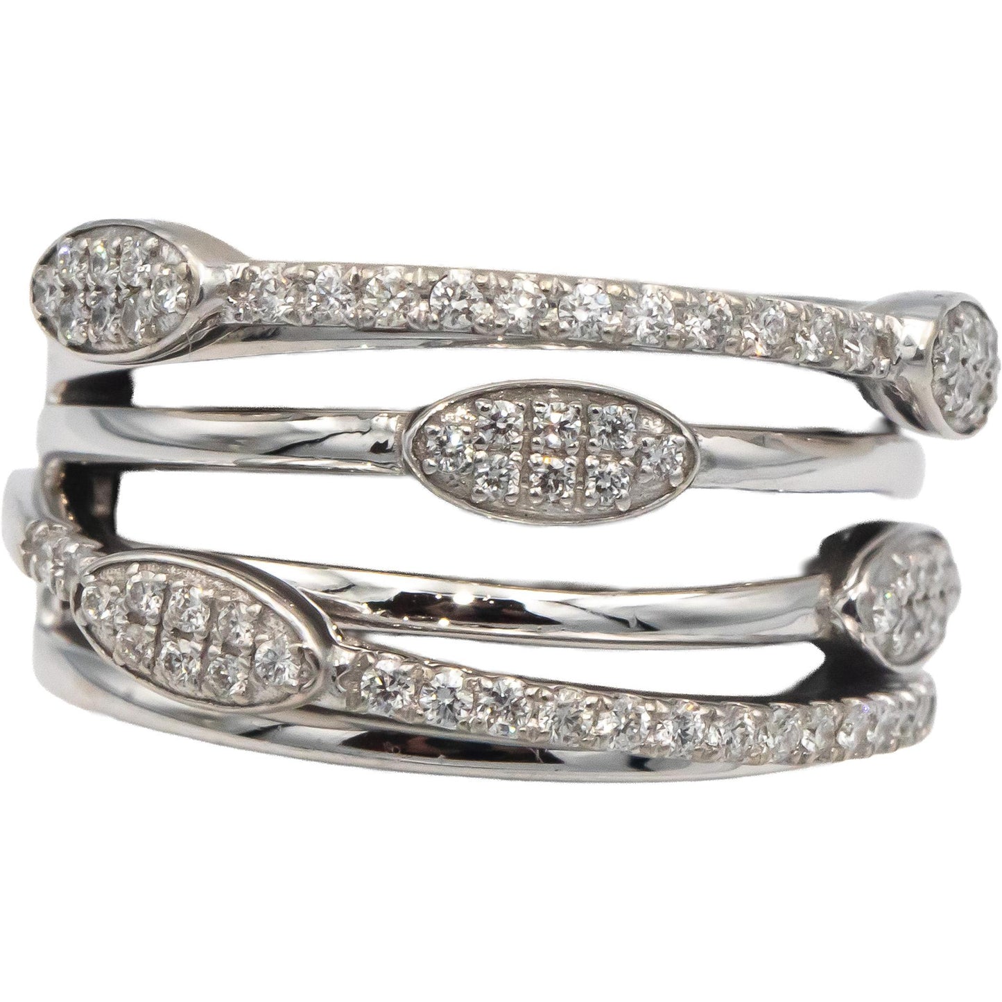 14k White Gold 0.50CT VS Round Cut Diamond Multi-Band Ring Size 5.75
