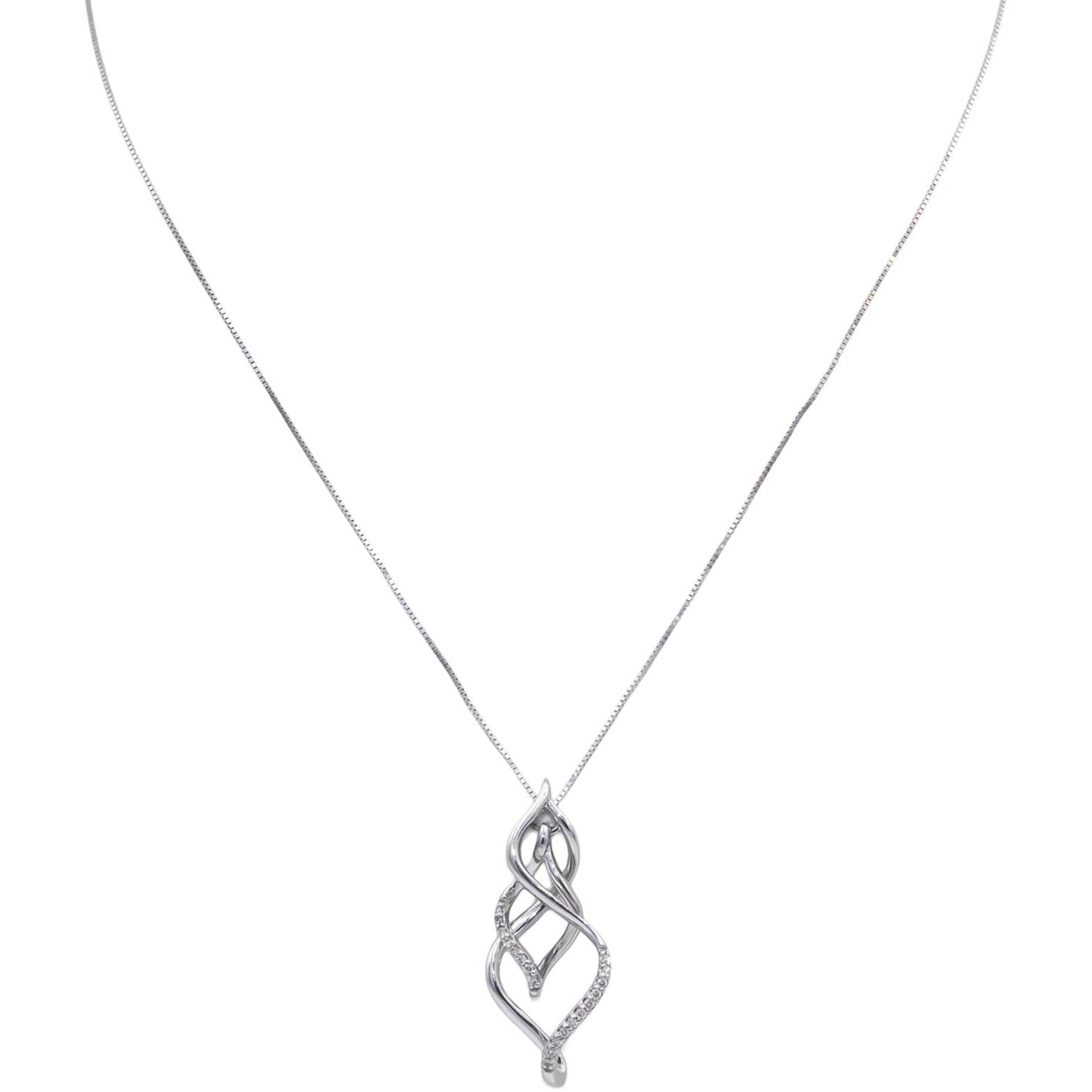 Diamond Round Cut 14k White Gold Abstract Pendant Necklace 0.10CT
