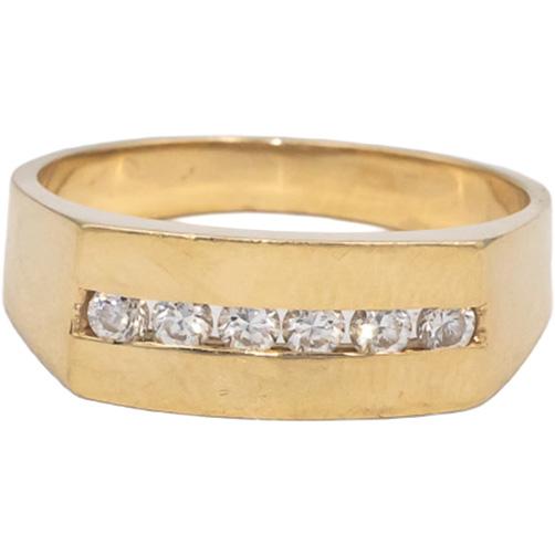 14k Yellow Gold Round Channel Set Diamond Men's Band Ring 0.30CT Size 10