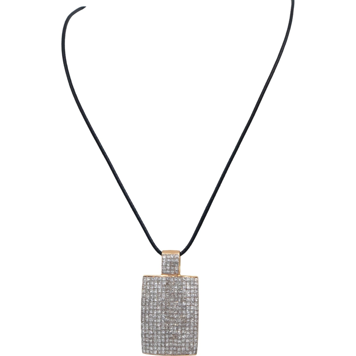 ICEBOX 14k Yellow Gold Princess Cut Diamond Cluster Pendant Necklace 8.23CT