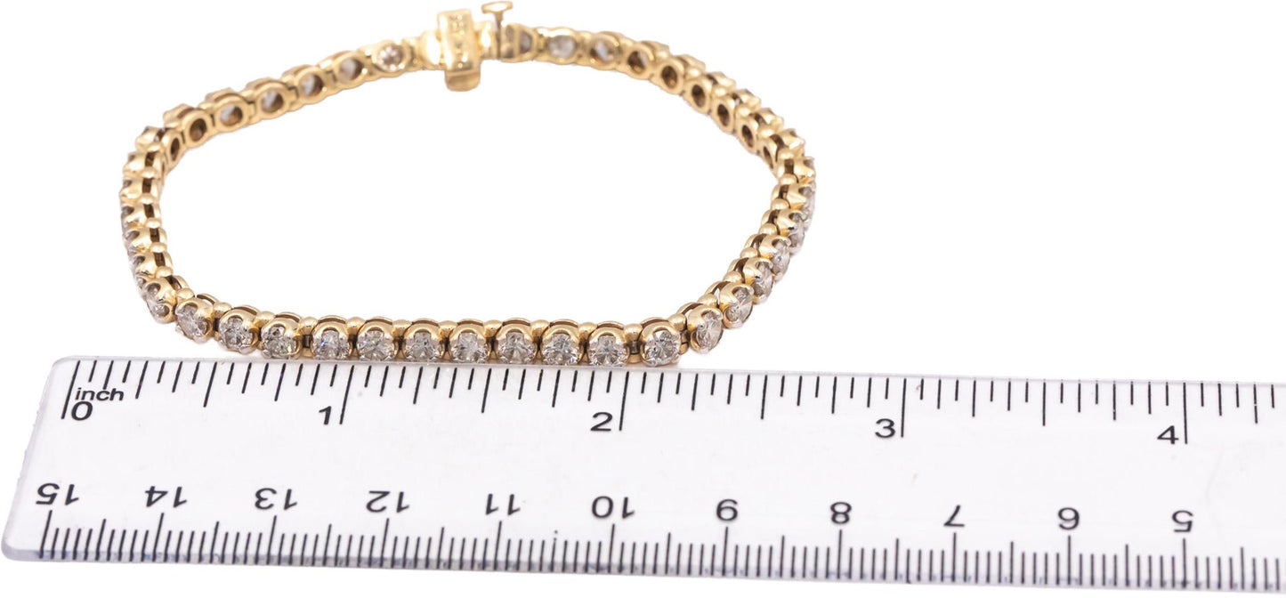 14k Yellow Gold Jewelry Round Diamond Tennis Bracelet 6.0CT