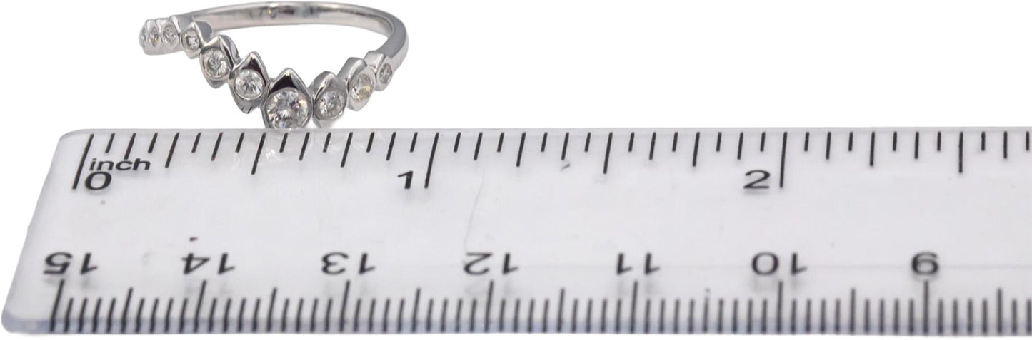 18k White Gold Round Bezel Set Diamond Band Ring 0.30CT Size 7