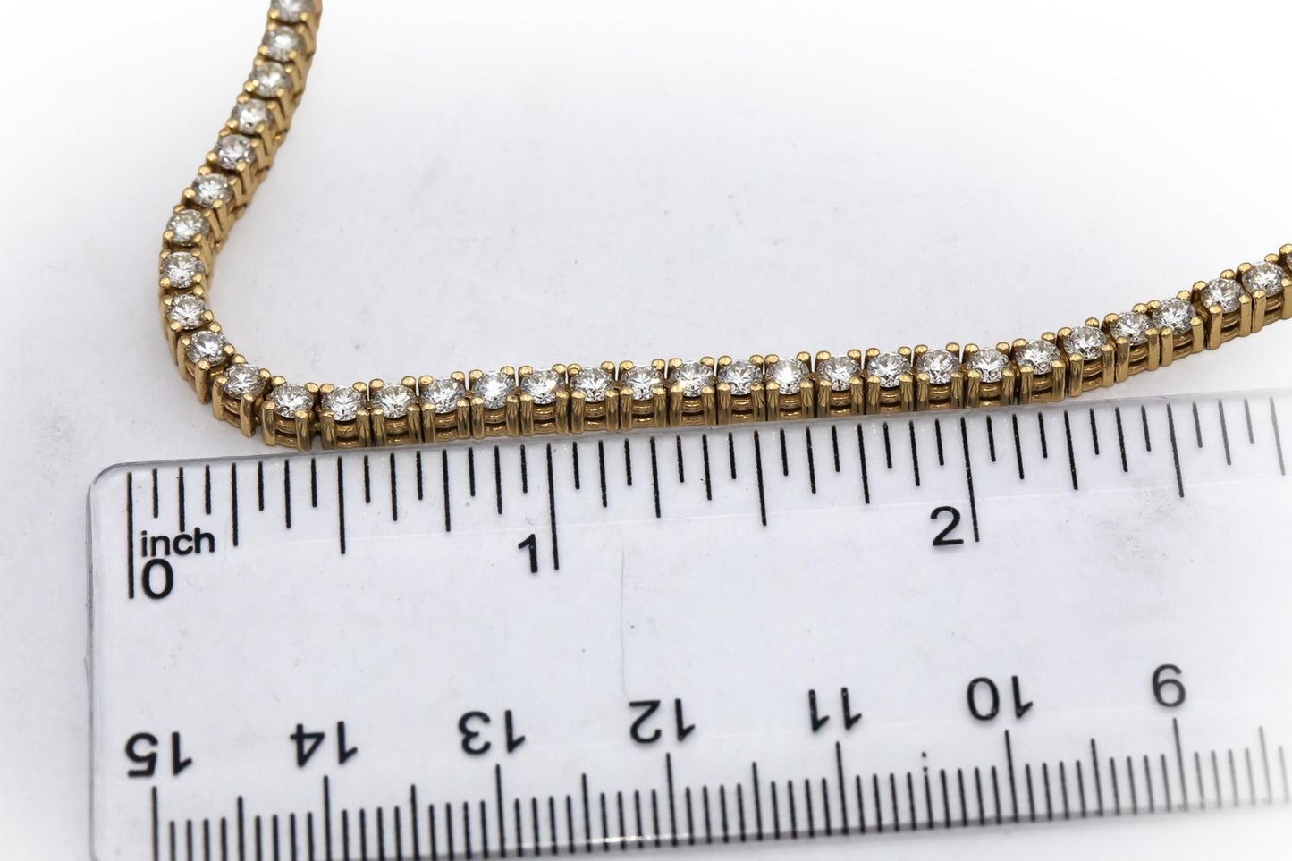 14k Yellow Gold VS Round Diamond Tennis Necklace 11.06CT