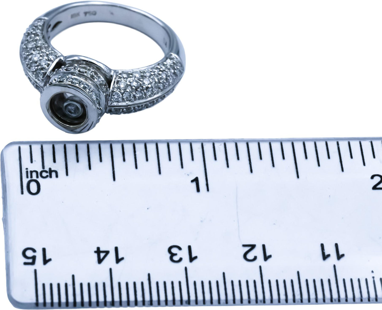 18k White Gold Round Floating Diamond Ring 1.0CT Size 7