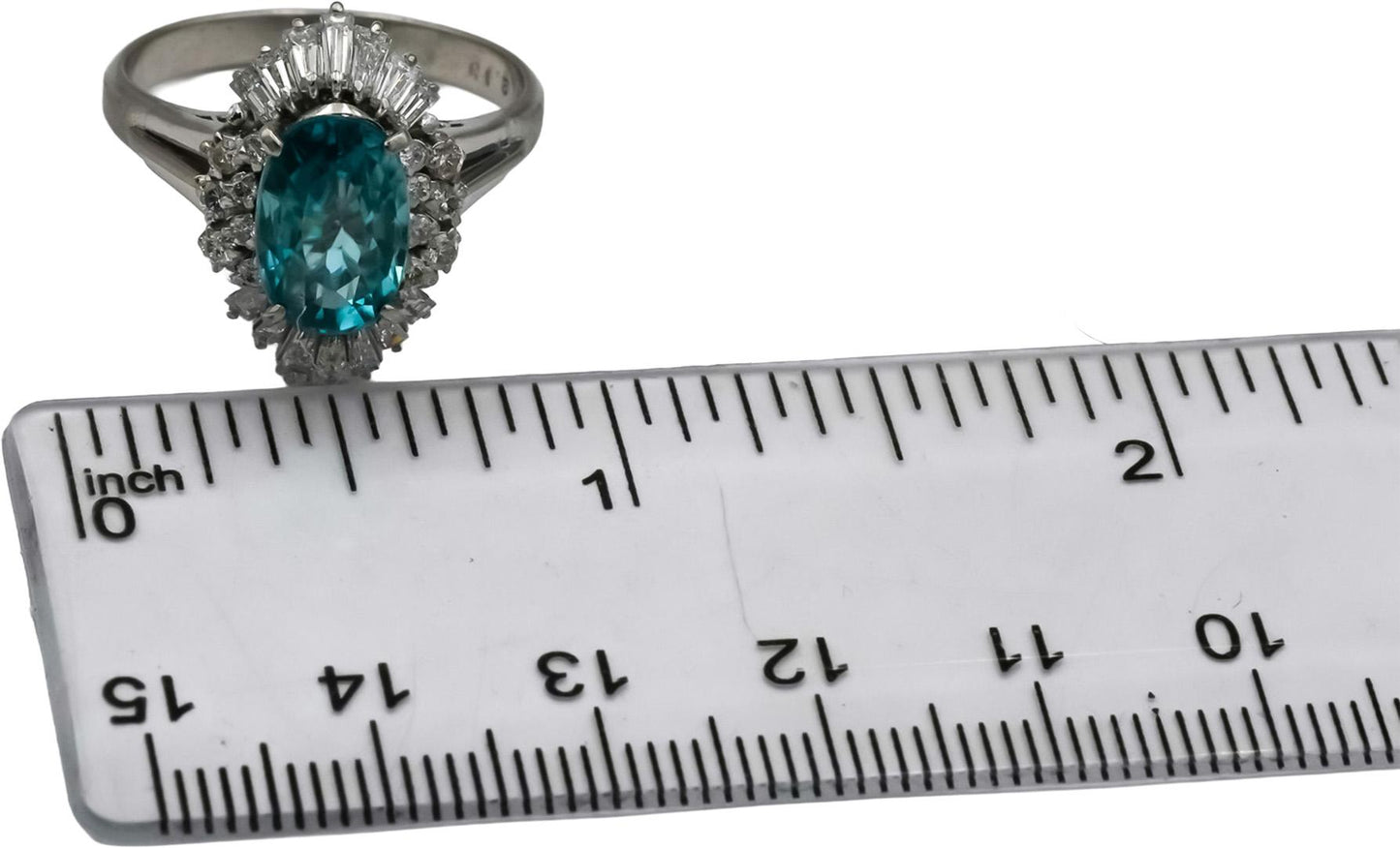 Platinum Diamond and Blue Zircon Cocktail Ring 4.91CT Size 8.25
