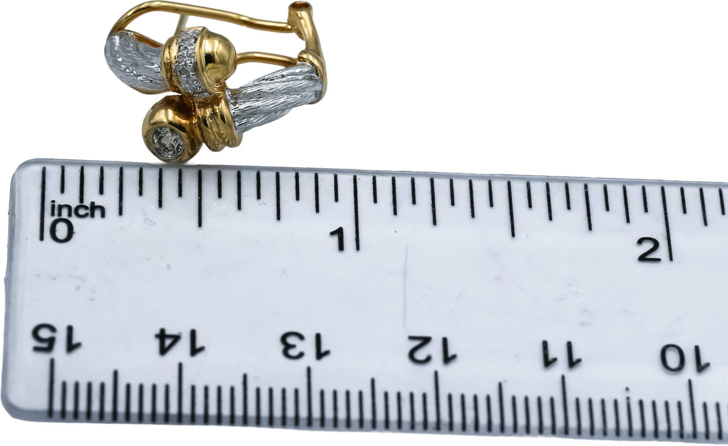 14k Yellow and White Gold Round Diamond Cable Earrings 0.25CT