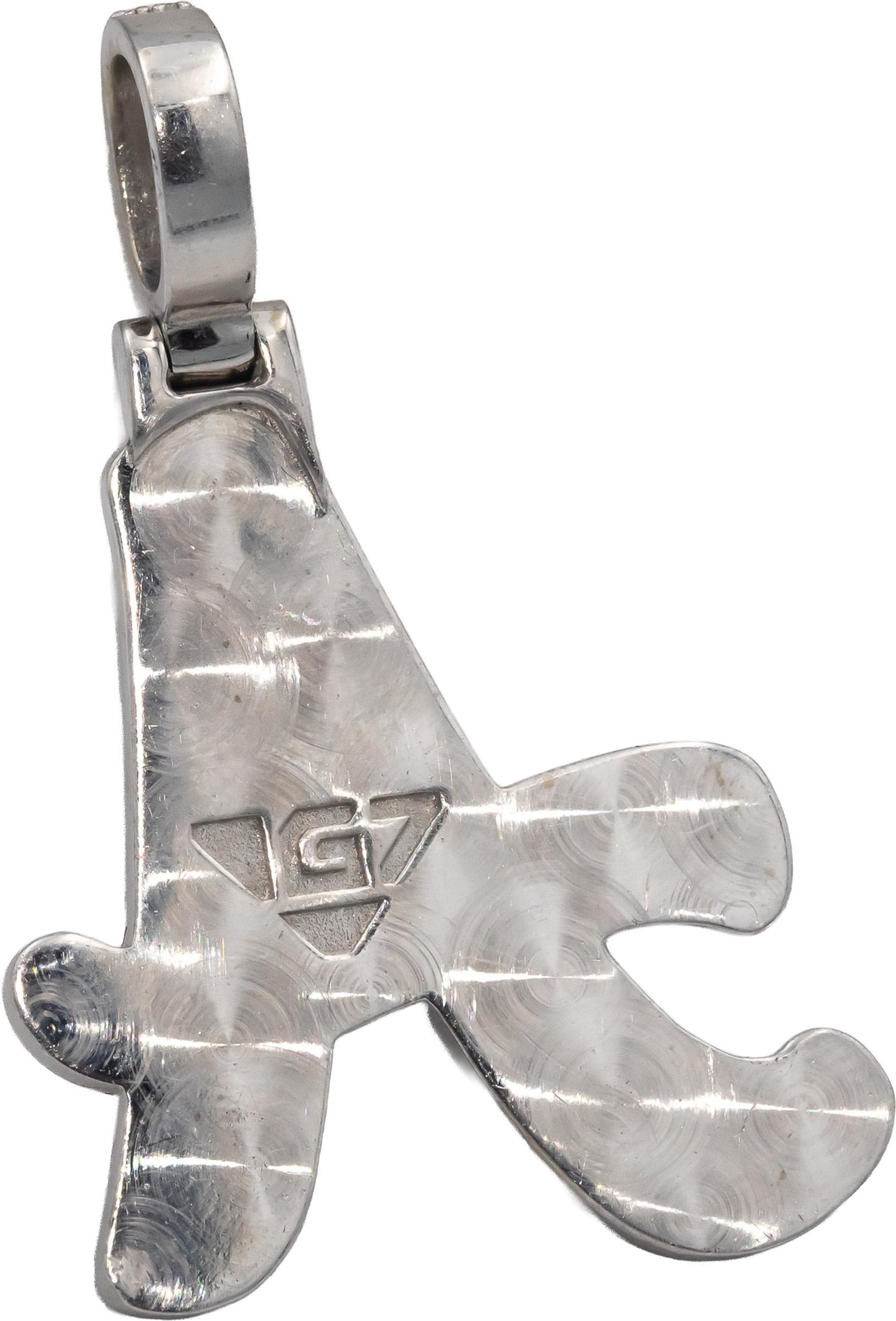 10k White Gold VS Round Cut Diamond Cluster Letter "A" Pendant 2.26CT