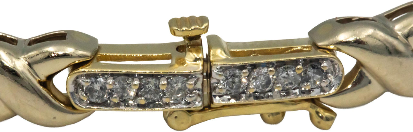 14k Yellow Gold 1.50CT Round Cut Diamond Fancy Link Tennis Bracelet