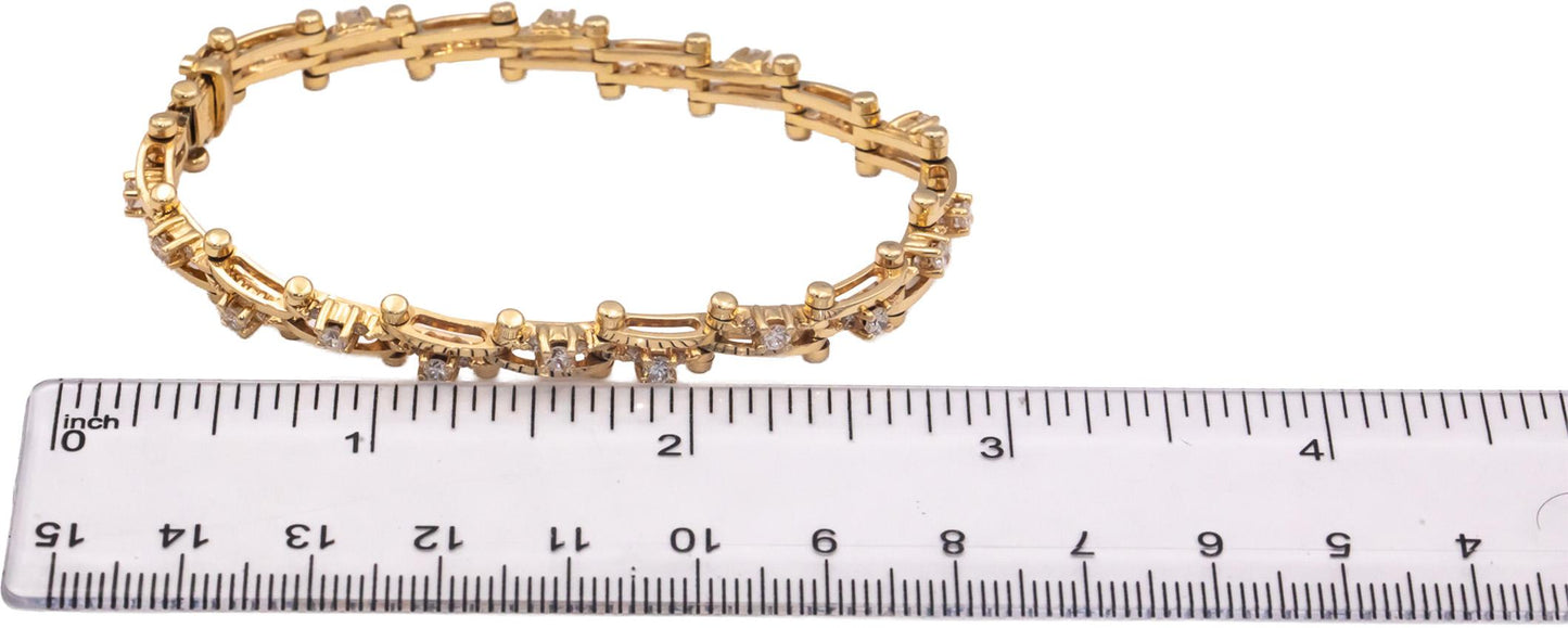 14k Yellow Gold VS Round Diamond Fancy Formal Link Bracelet 1.50CT