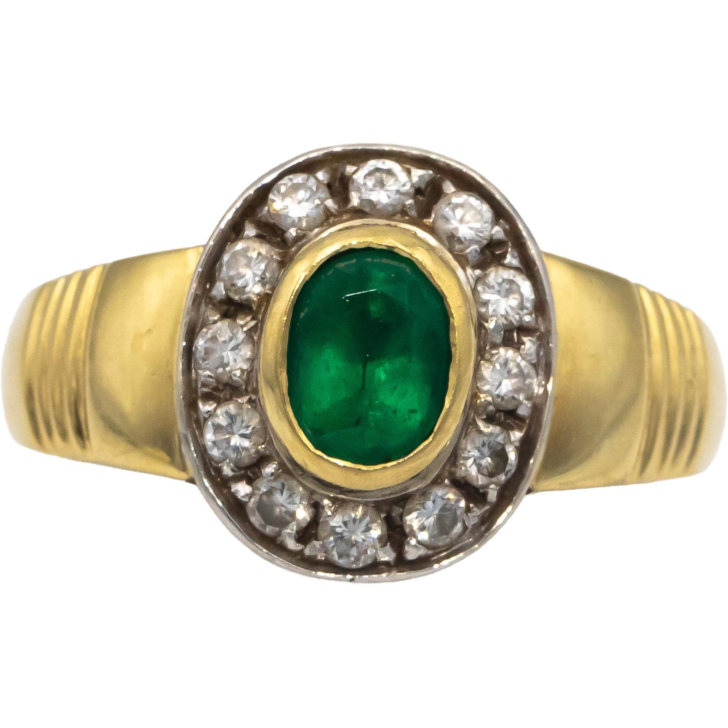 18k Yellow Gold 0.83CT VS Diamond and Emerald Men's Ring Size 8
