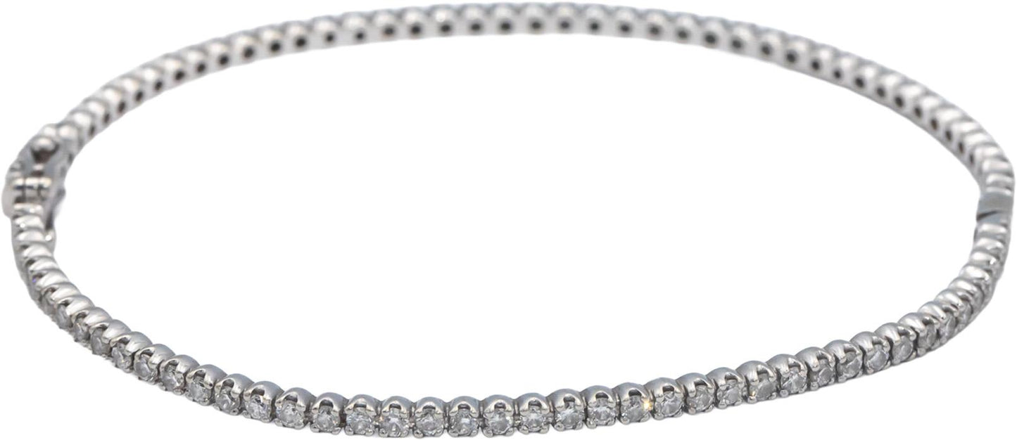 14k White Gold Jewelry 2.0CT Round Cut Diamond Bangle Bracelet