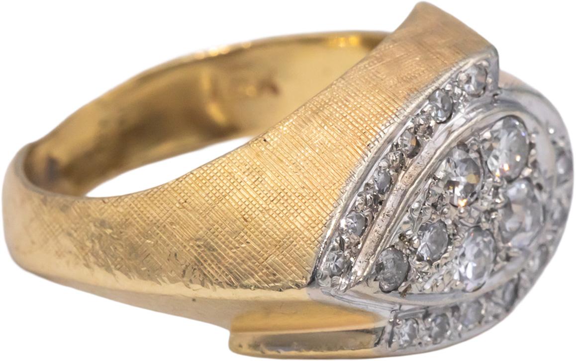 14k Yellow Gold 0.50CT Round Cut Diamond Florentine Ring Size 7