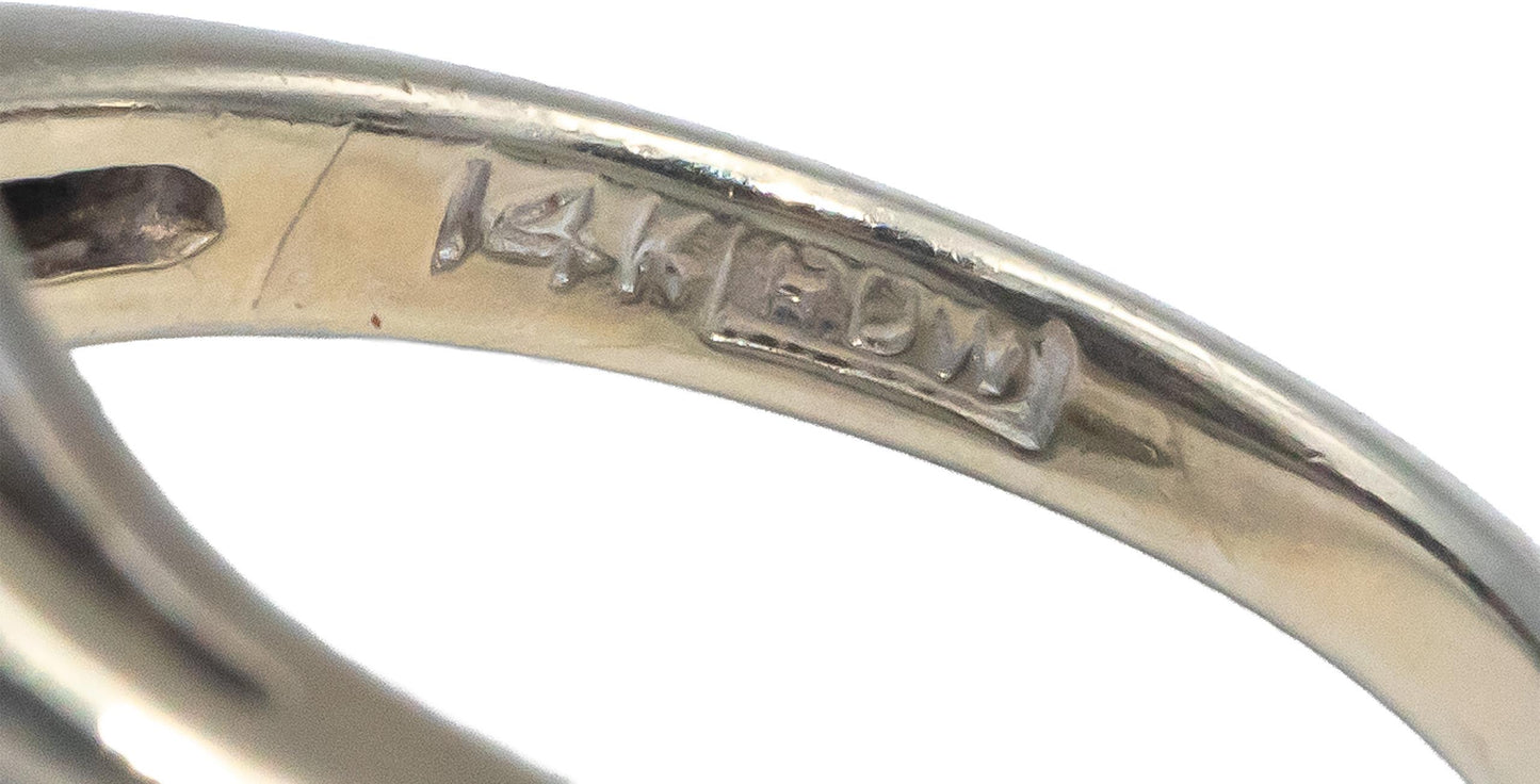 Antique Vintage 14k White Gold 0.64CT Diamond and Sapphire Ring Size 5.75