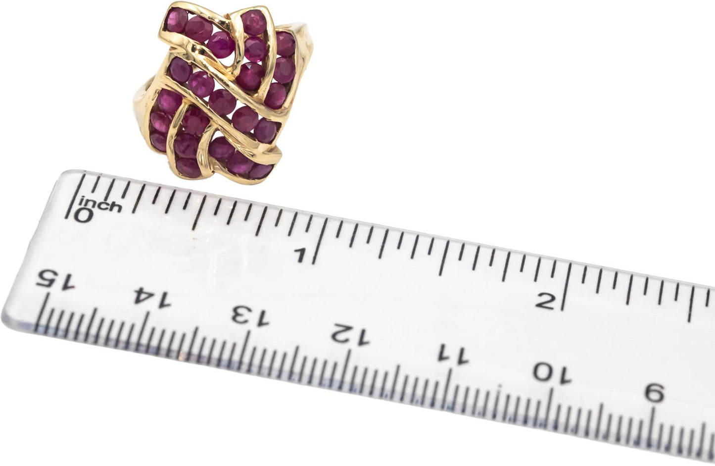 10k Yellow Gold Round Channel Set Ruby Cocktail Ring 1.50CT Size 6.25