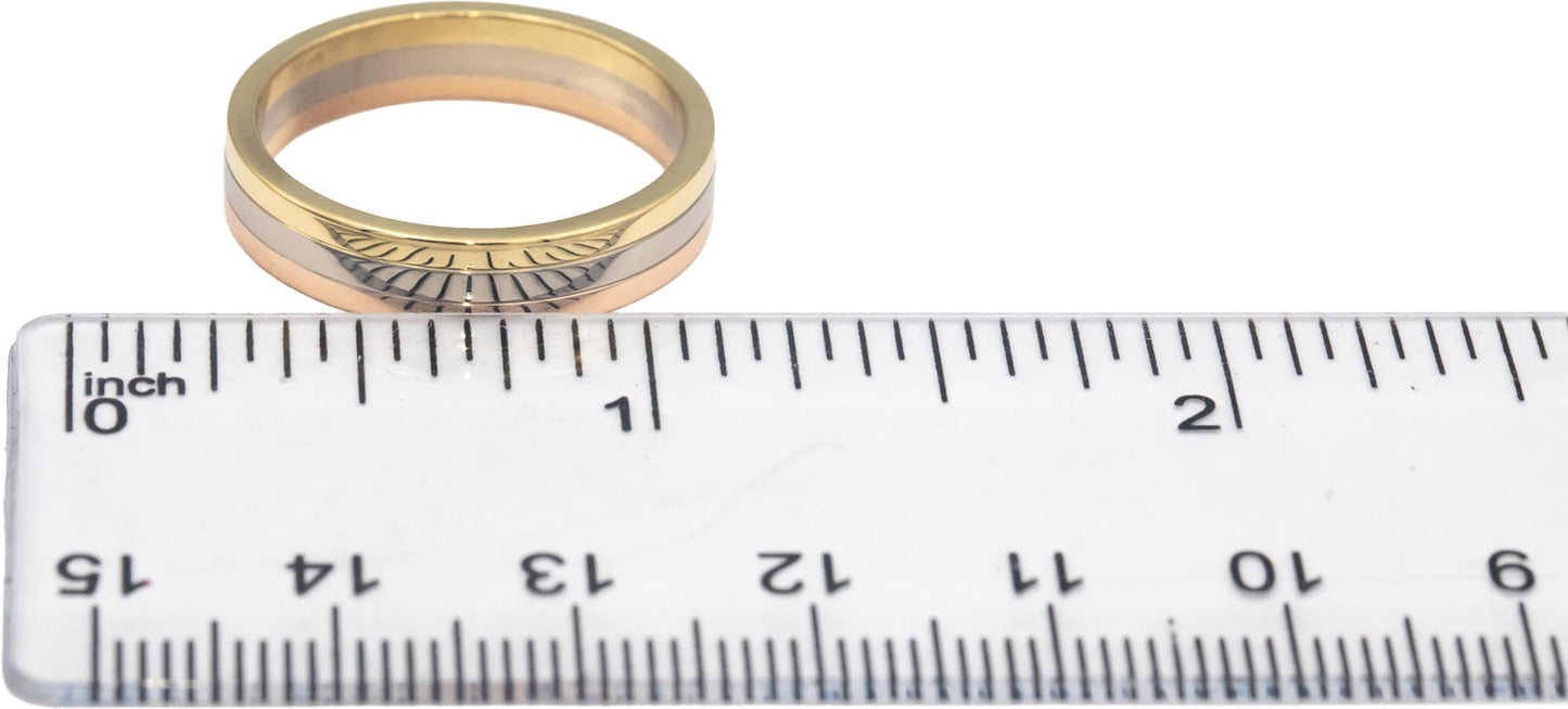CARTIER 18k Rose White Yellow Gold Vendome Louis Band Ring Size 9 Euro 60