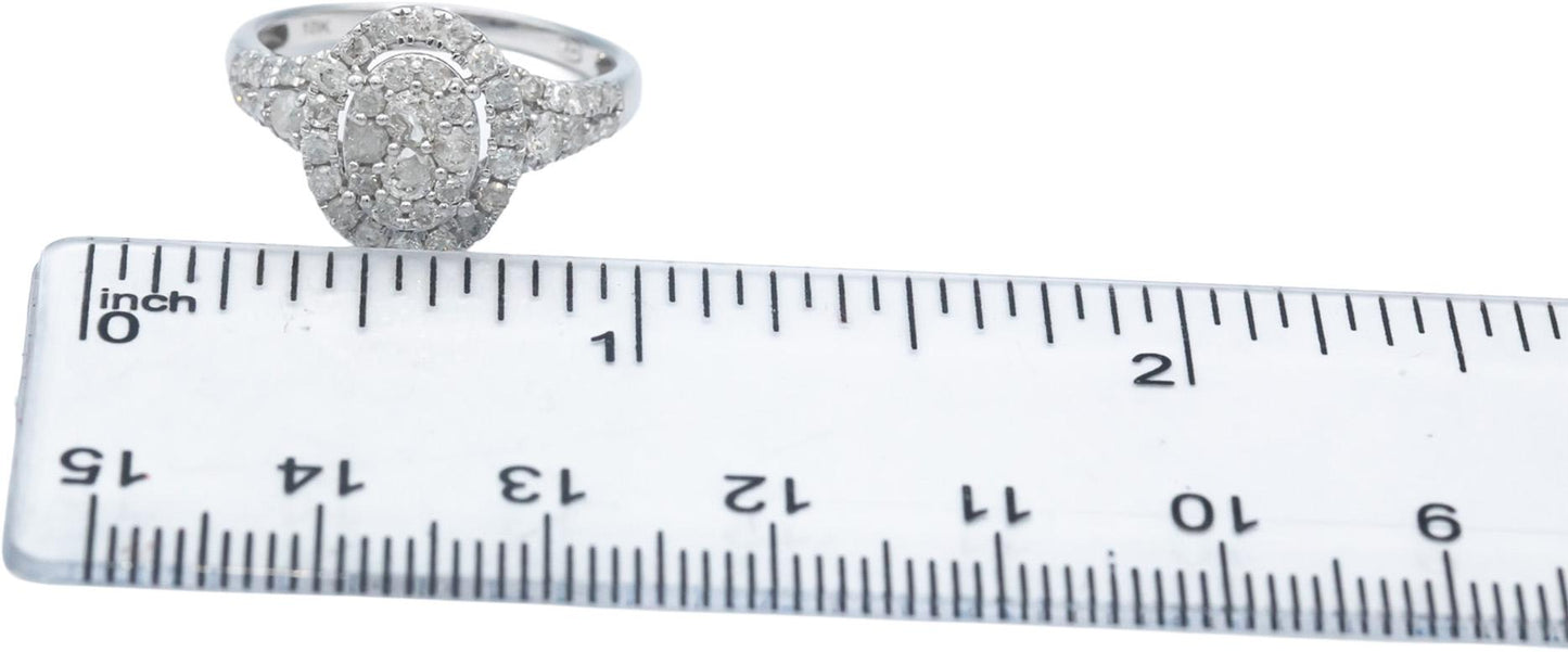 10k White Gold Round Diamond Cluster Cocktail Ring 0.75CT Size 7