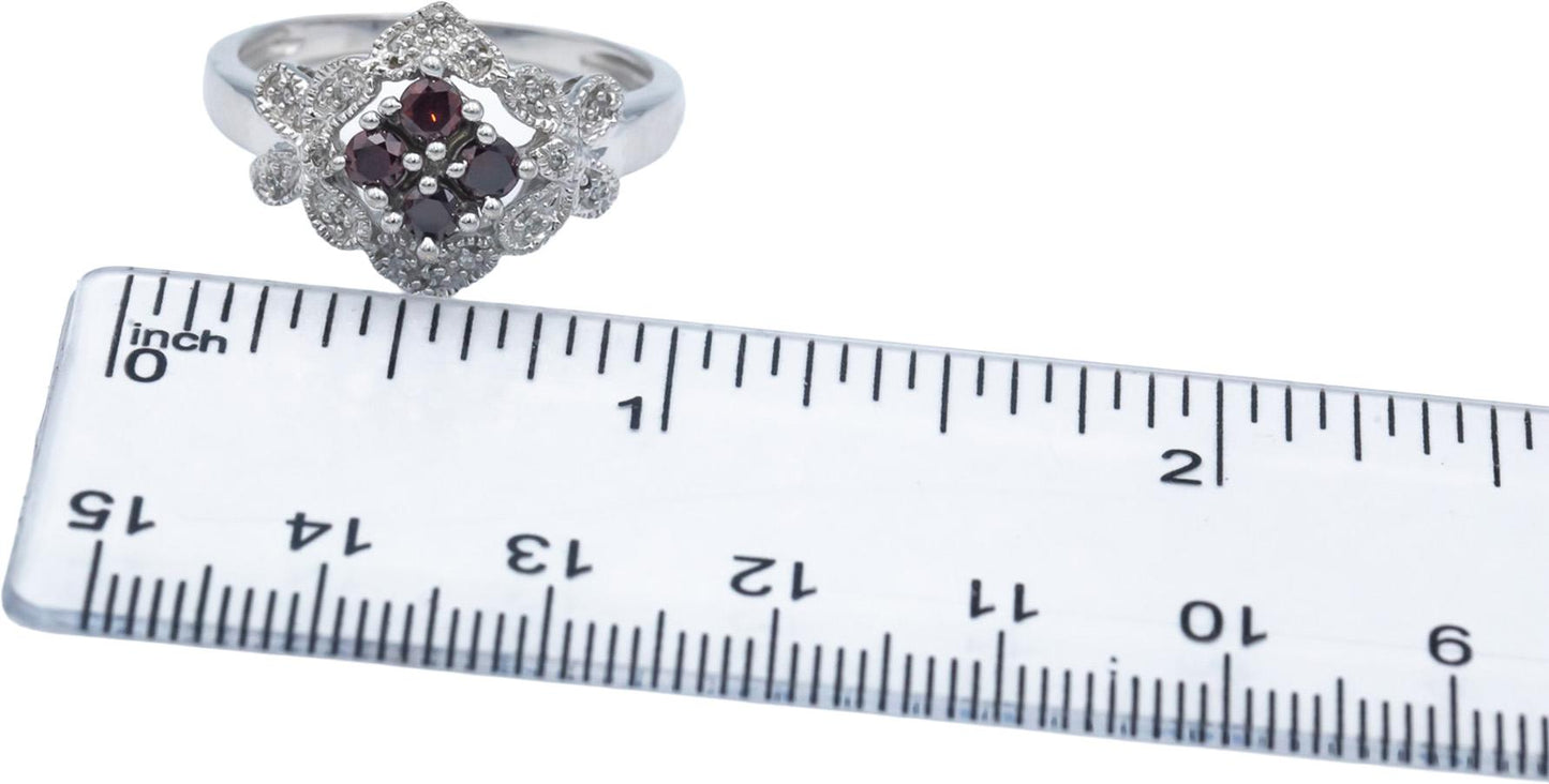 14k White Gold Round Diamond Floral Cocktail Ring 0.50CT Size 10