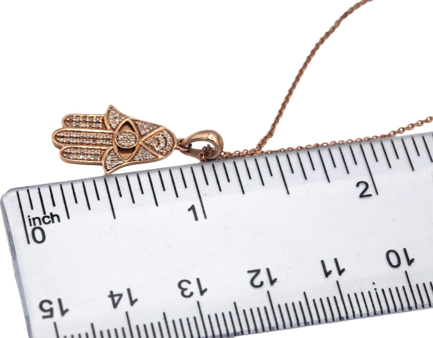14k Rose Gold Jewelry 0.26CT VS Round Cut Diamond Hamsa Hand Pendant Necklace