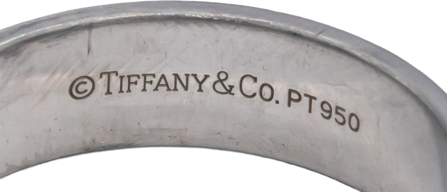 TIFFANY & CO. Platinum Jewelry Double Milgrain Band Ring Size 9.5