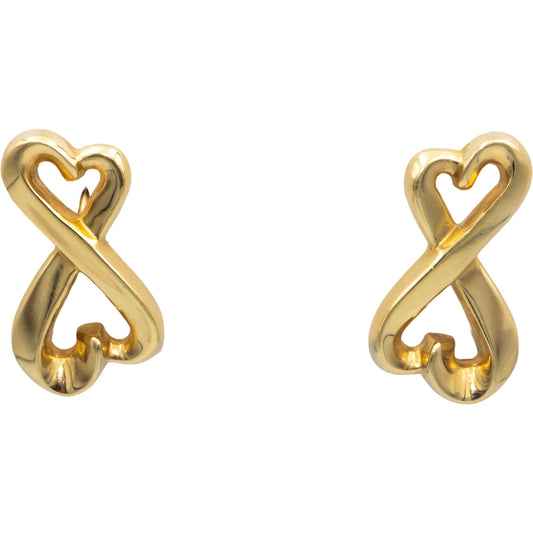 TIFFANY & CO. Paloma Picasso Double Loving Heart Earrings 18k Gold w/ Pouch