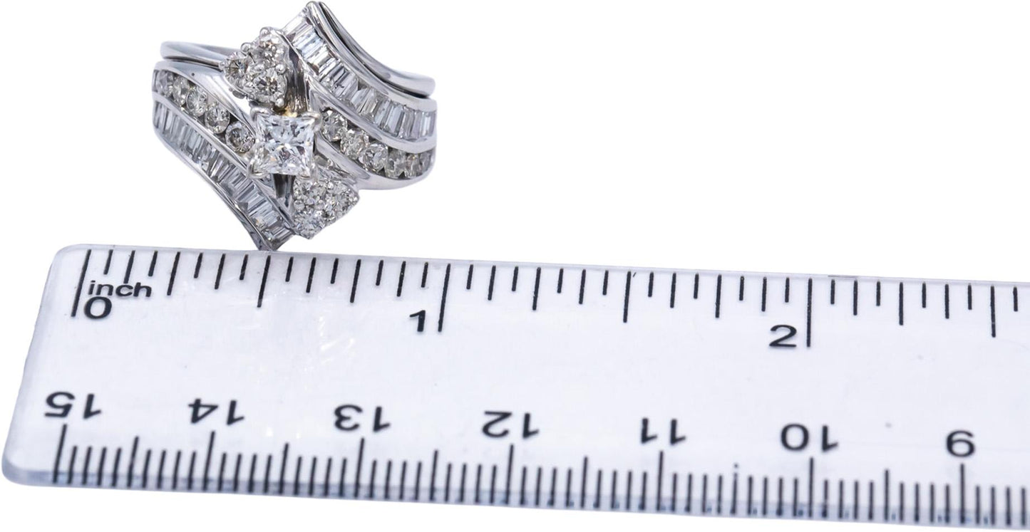 14k White Gold Diamond Engagement Ring 1.66CT w/ 0.40CT Center Size 6.25