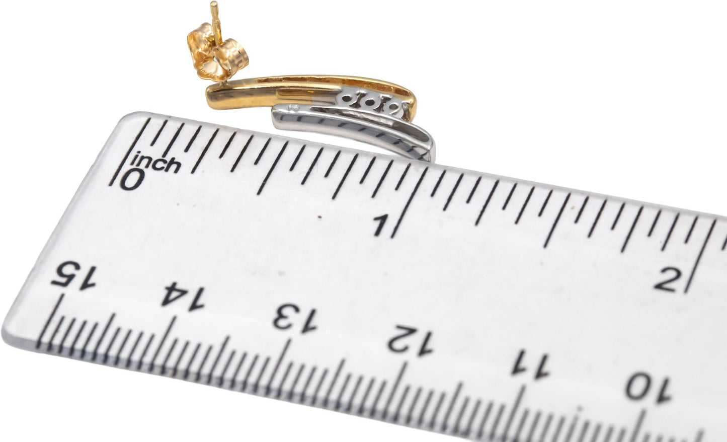 14k Yellow & White Gold VS Diamond Round Cut Abstract Stud Earrings 0.20CT