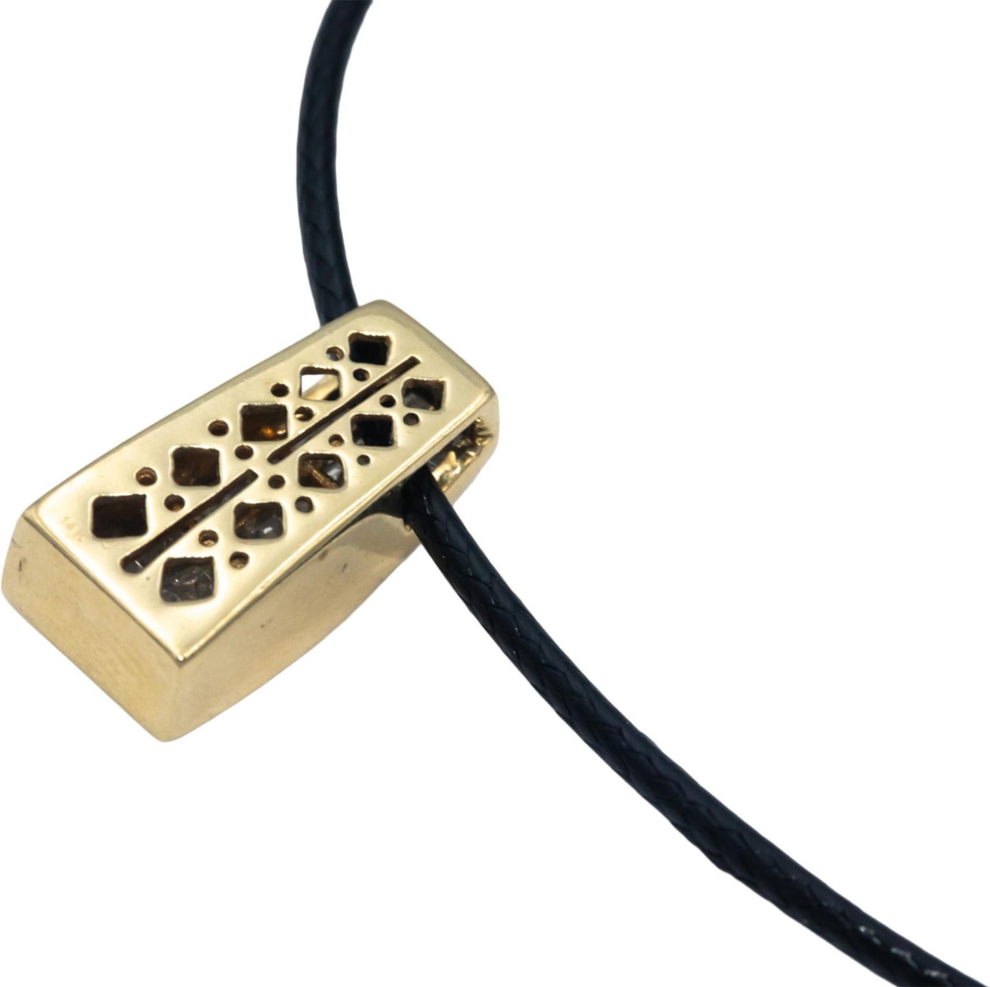 Diamond Princess Cut 14k Yellow Gold Invisible Set Slide Pendant Necklace 1.0CT