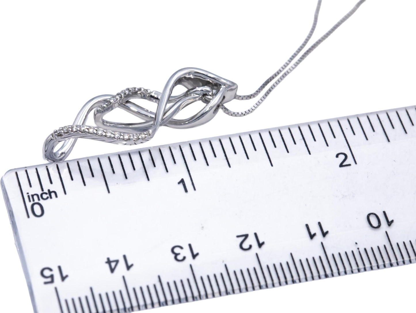 Diamond Round Cut 14k White Gold Abstract Pendant Necklace 0.10CT
