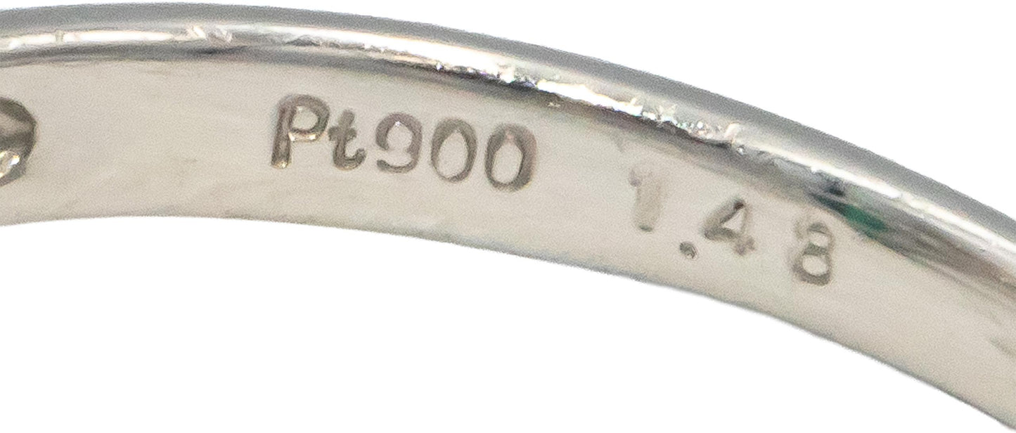 Platinum Cabochon Emerald Trillion Round VS Diamond Cocktail Ring 1.85CT Sz. 6.5