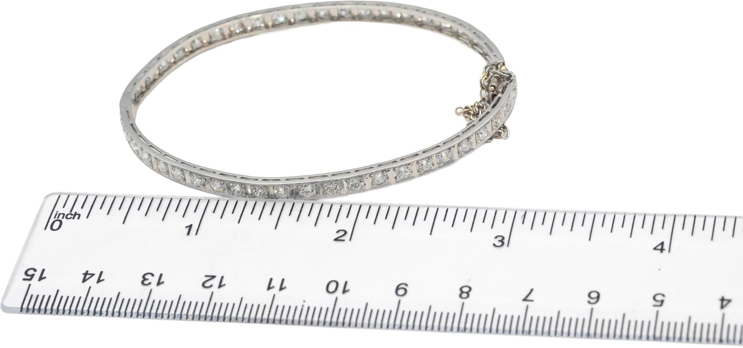 Antique Vintage Platinum & 14k Gold VS Diamond Filigree Bangle Bracelet 3.50CT