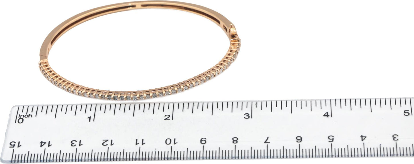14k Rose Gold Jewelry Round Diamond Bangle Bracelet 2.0CT