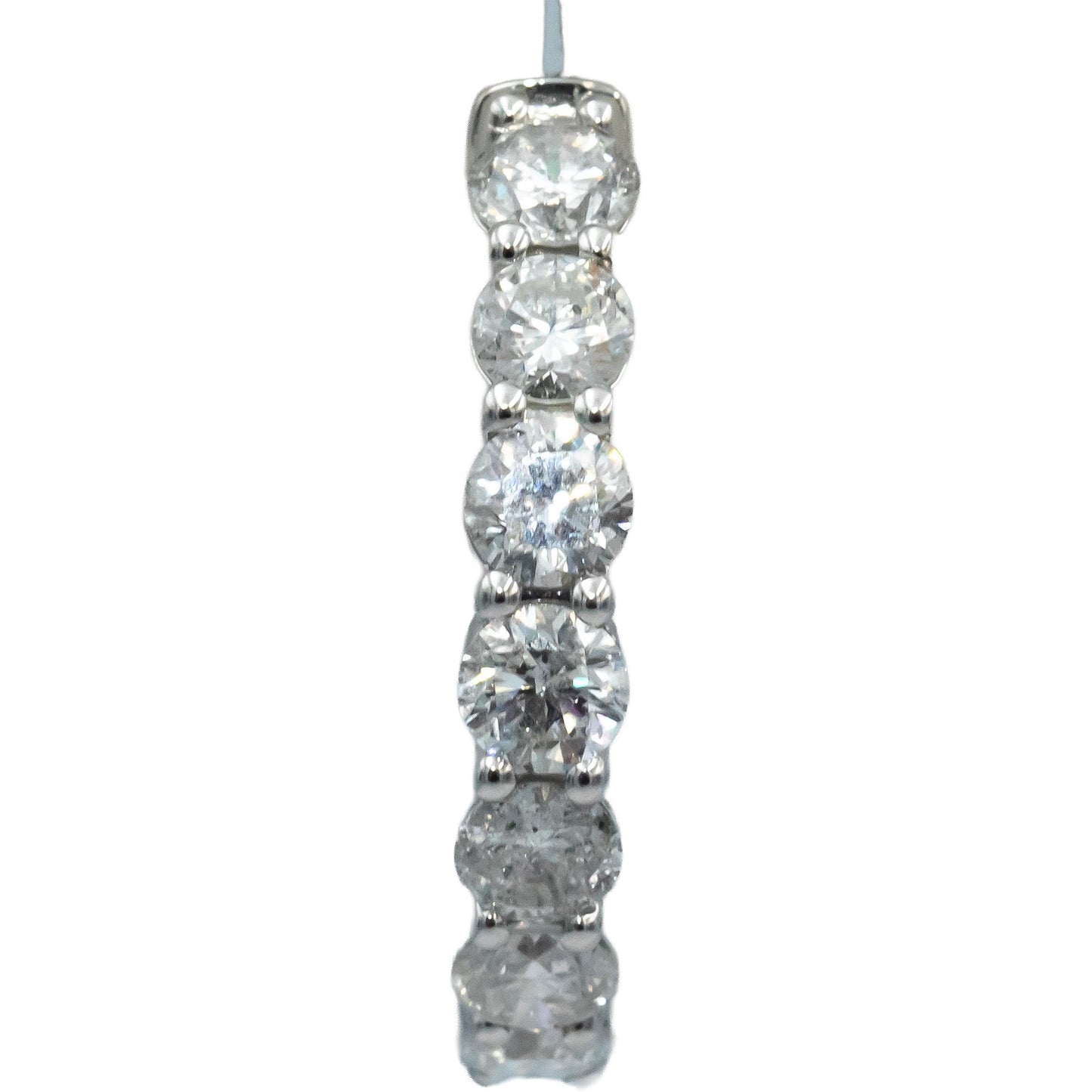 14k White Gold Round Diamond Inside Out Circle Hoop Earrings 5.0CT