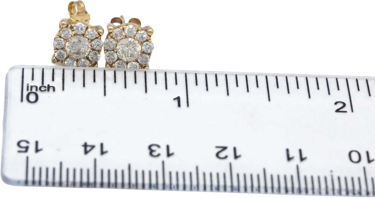 10k Yellow Gold Jewelry Round Diamond Cluster Stud Earrings 1.0CT