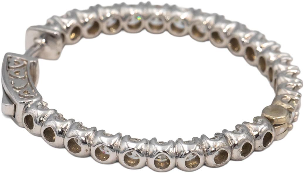 14k White Gold VS Round Diamond Inside Out Circle Hoop Earrings 5.40CT