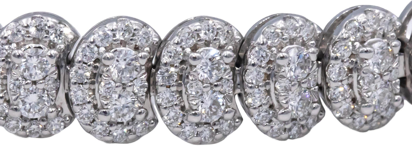 14k White Gold Lab-Grown VS Round Diamond Fancy Pave Cluster Bracelet 5.0CT