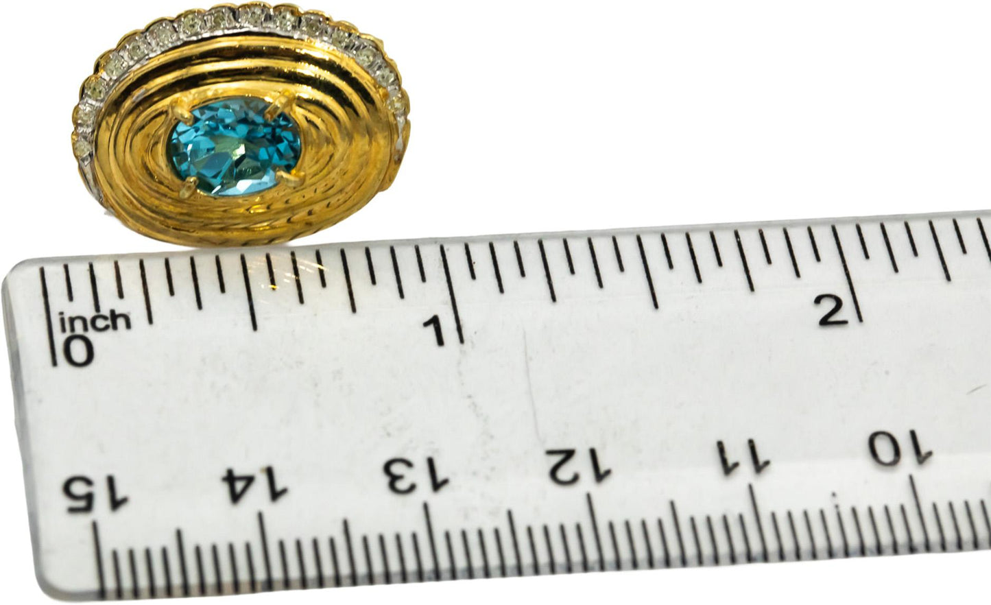 14k Yellow & White Gold Diamond and Blue Topaz Earrings 3.15CTW
