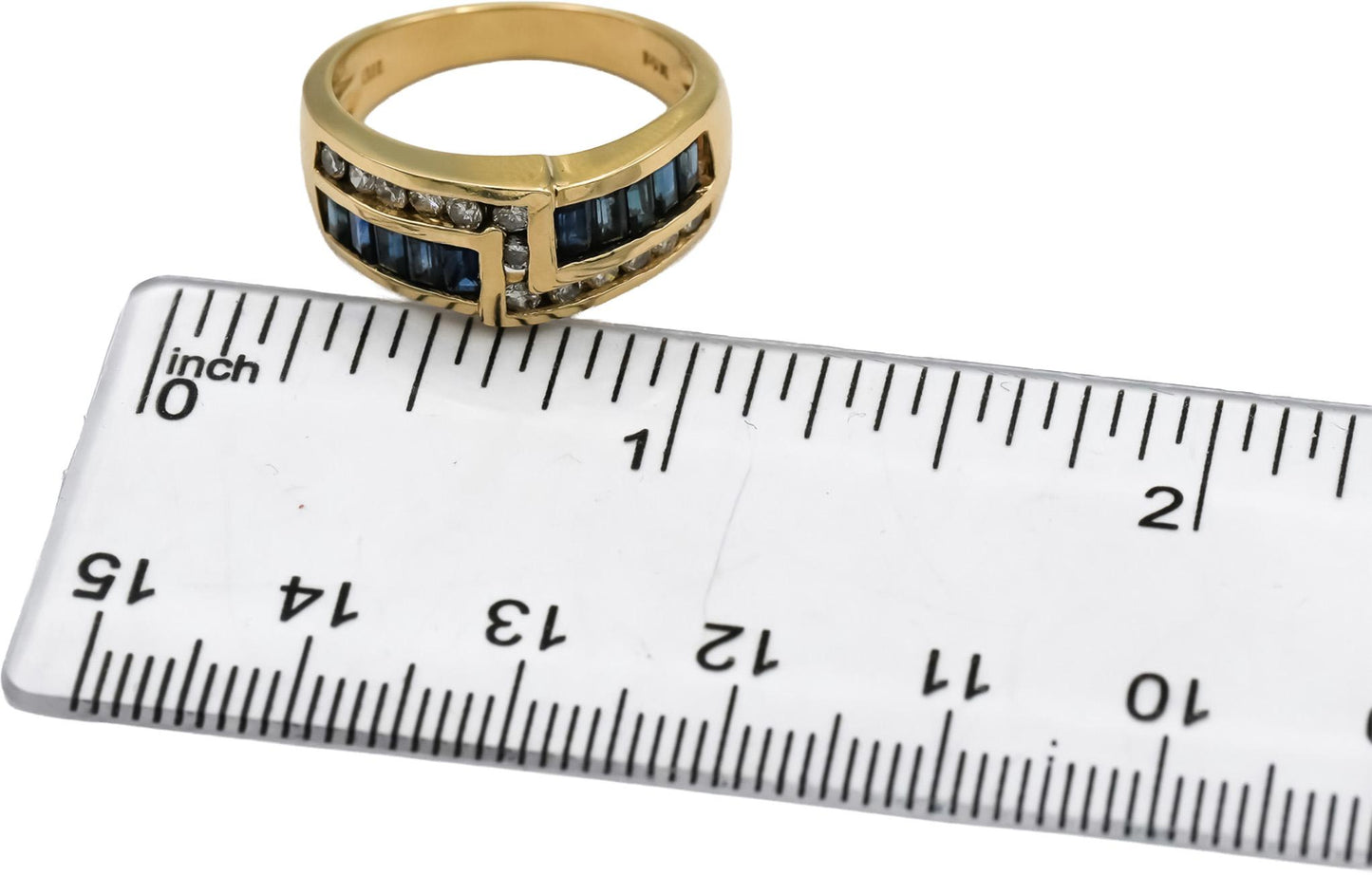 BH EFFY 14k Yellow Gold Diamond and Sapphire Band Ring 1.15CT Size 7.25