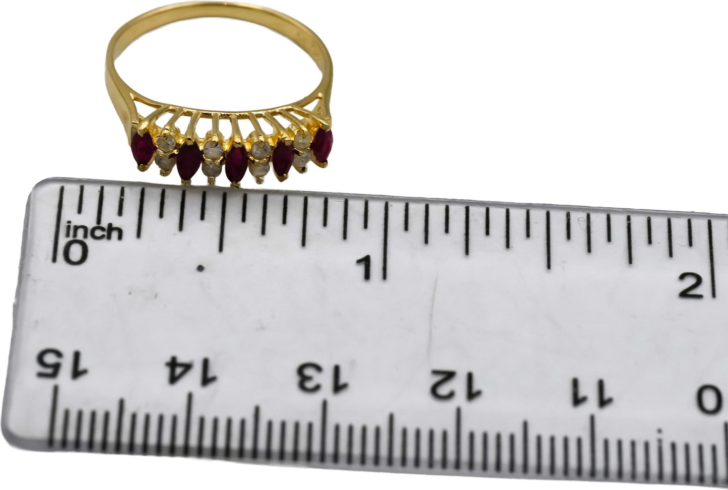 14k Yellow Gold Diamond and Ruby Band Ring 0.50CT Size 6.75