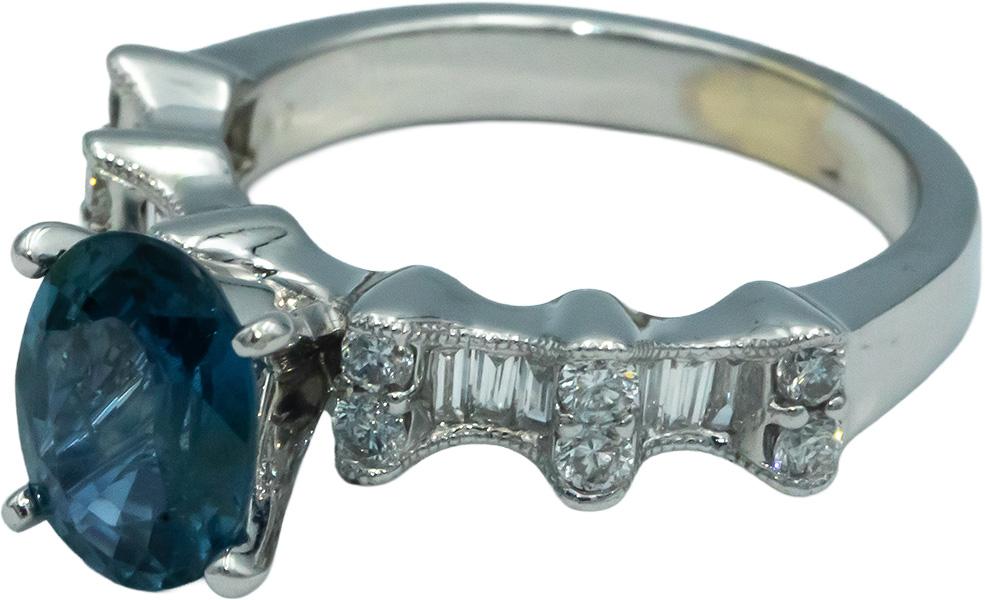 18k White Gold 2.65CT Diamond and Sapphire Engagement Ring Size 6.5