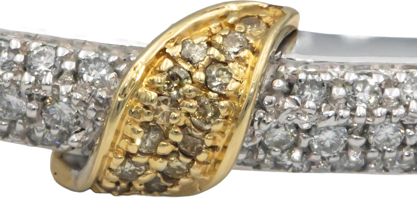GAL Certified 14k White Yellow Gold White Yellow Diamond Bangle Bracelet 2.35CT