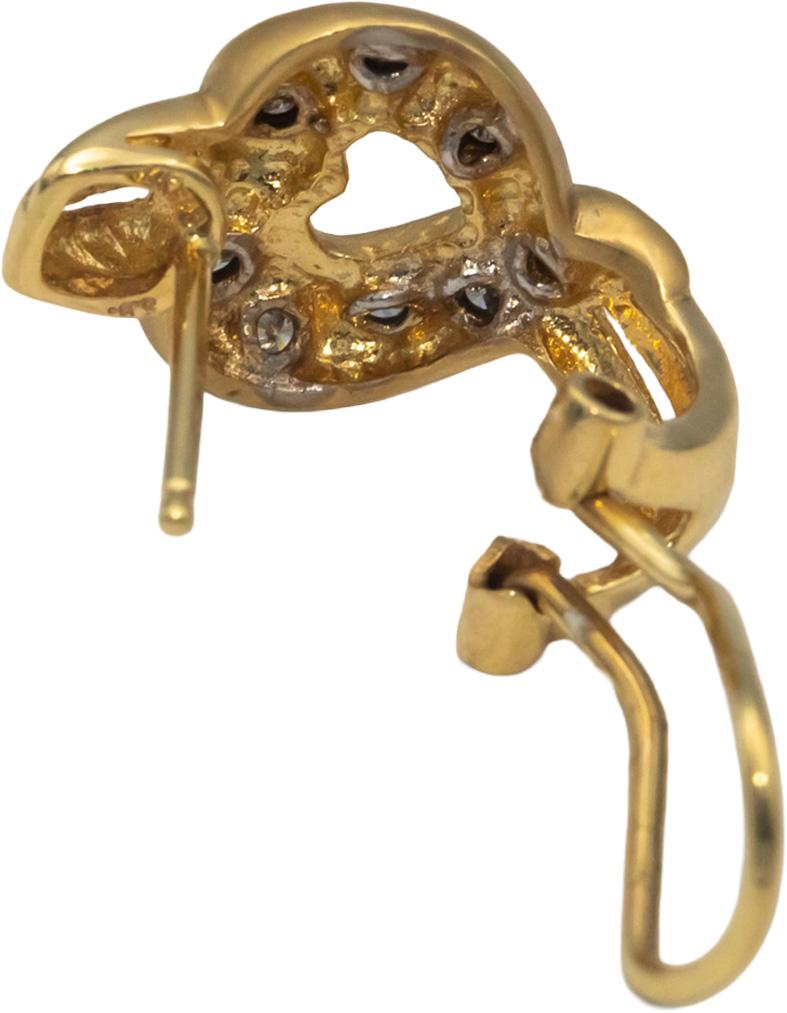 14k Yellow Gold 0.33CT Round Cut Diamond Heart Curved Earrings