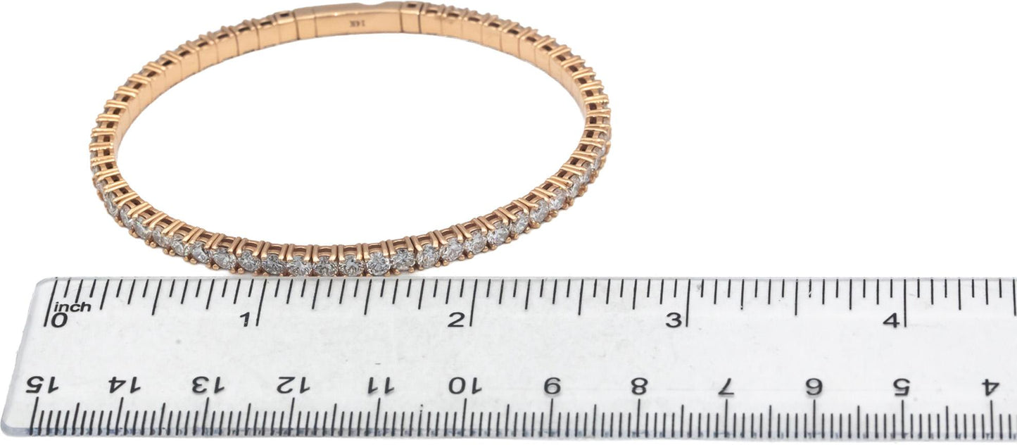 14k Rose Gold Round Lab Grown Diamond Semi-Flexible Bangle Bracelet 6.0CT