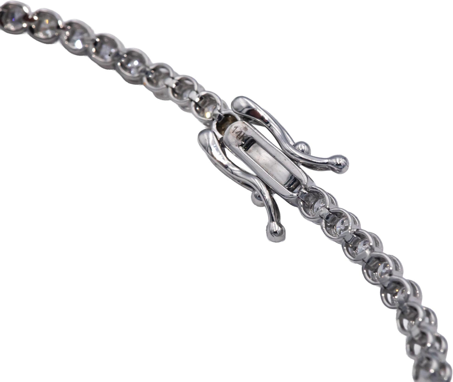 14k White Gold 1.70CT VS Round Bezel Set Diamond Tennis Bracelet