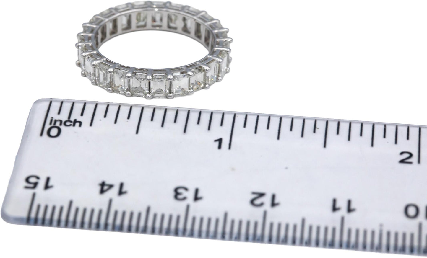 18k White Gold VS Emerald Cut Diamond Eternity Band Ring 4.25CT Size 6.5